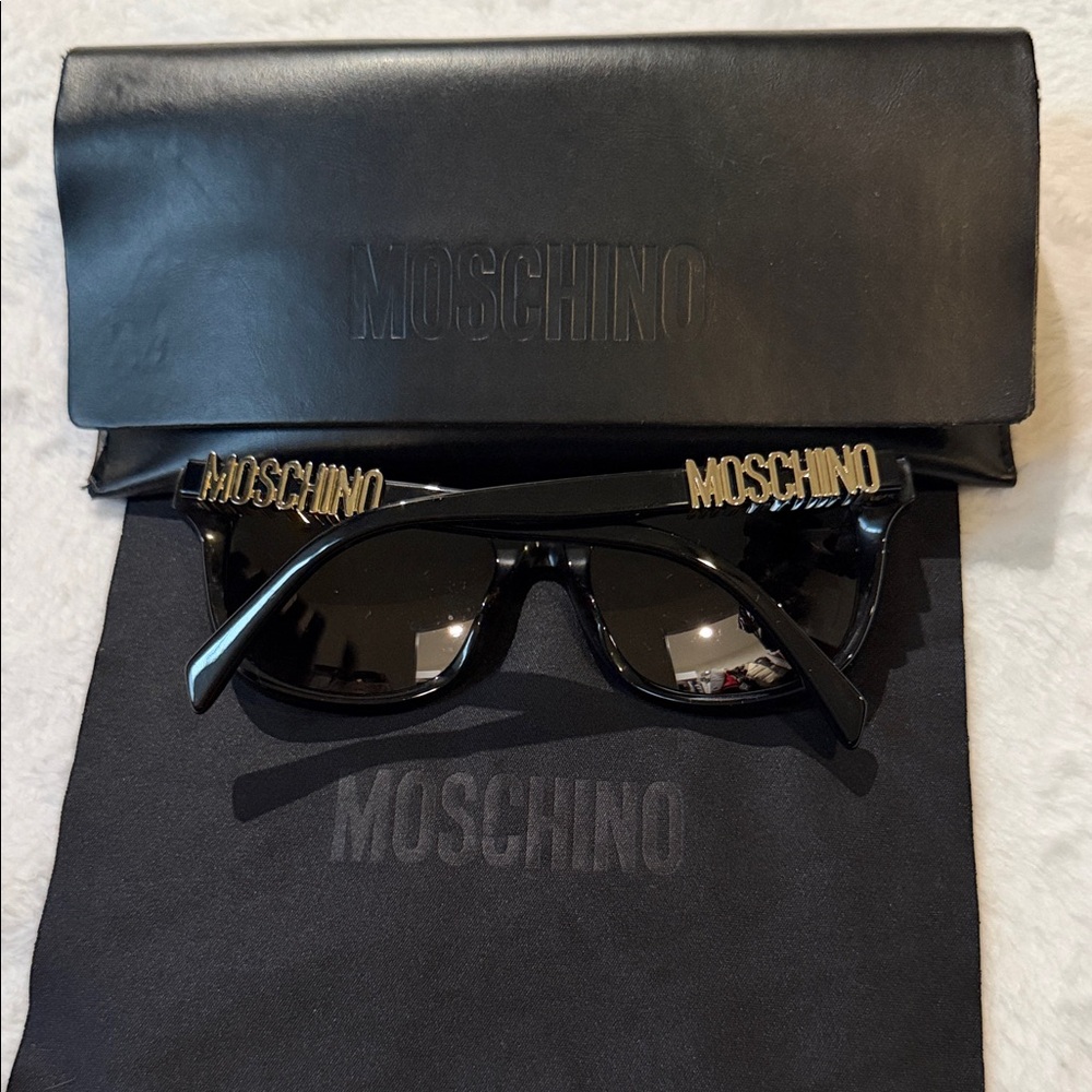 Moschino Black Sunglasses with Gold Lettering